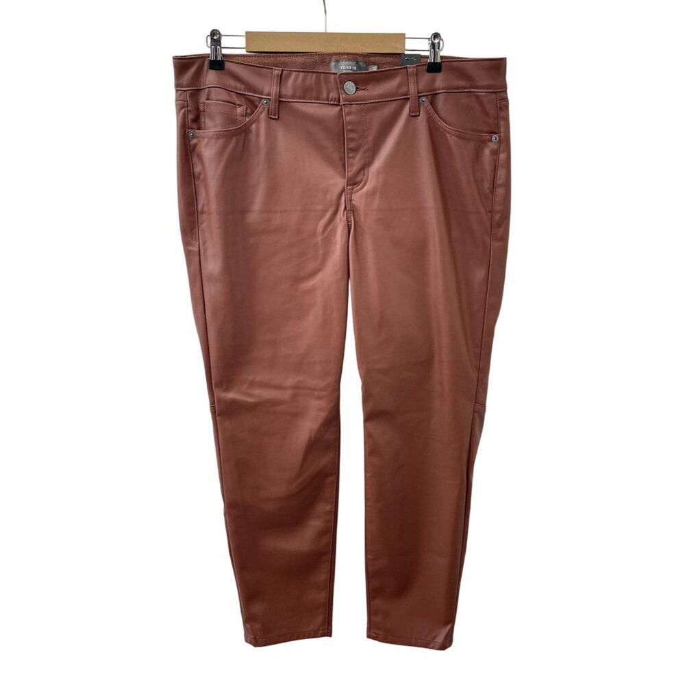 Torrid Perfect Skinny Hi-Rise Faux Leather Pants Brown Womens 16R‎ NWT